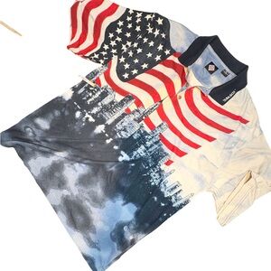 vintage Tabasco men's polo shirt American flag NY City skyline design xxl